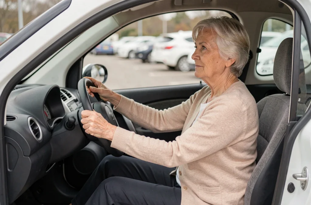Femme senior au volant d'une voiture sans permis Chatenet d'occasion